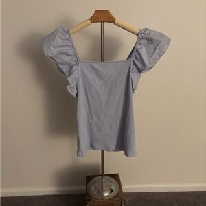 A New Day Blue Puff Sleeve Ruffled Blouse